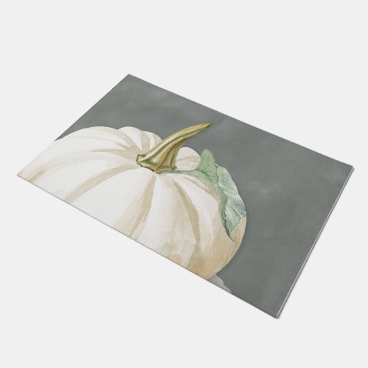 Witte pompoen voor herfst deurmat (Schuin)