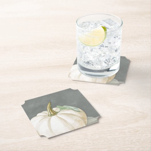 Witte pompoen voor herfst kartonnen onderzetters (Insitu)