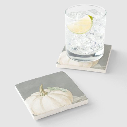 Witte pompoen voor herfst stenen onderzetter (Zijkant)