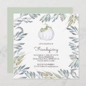 Witte Pompoen Vriendsgiving Uitnodigen - Vierkant Kaart (Voorkant / Achterkant)