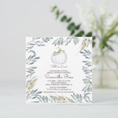 Witte pompoen VRIJGEZELLENFEEST uitnodigen - Vierk Kaart (Staand voorkant)