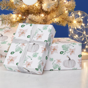 Witte Pompoen Watercolor Kunstpatroon Cadeaupapier