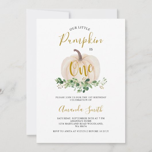 Witte pompoen zijn een bruine bloem kaart (Voorkant)