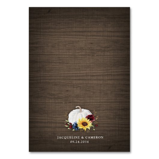 Witte Pompoen Zonnebloem Bruiloft Behuizing Kaarte Kaart (Achterkant)