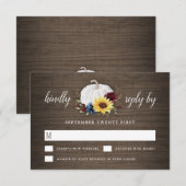 Witte Pompoen Zonnebloem Rozen Gouden Herfst Bruil RSVP Kaartje (Voorkant / Achterkant)