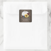 Witte Pompoen Zonnebloem Rozen Gouden Herfst Bruil Vierkante Sticker (Tas)