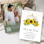 Witte Pompoen Zonnebloemen QR Code Trouwfoto Save The Date