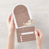 Witte pompoenen Boho Terracotta in één keer All In One Uitnodiging (Afscheurbaar)