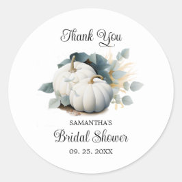 Witte pompoenen en eucalyptus Dank je Ronde Sticker