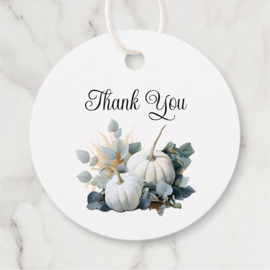 Witte pompoenen en eucalyptus Fall bedankkaartjes Bedankjes Labels (Achterkant)