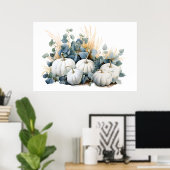 Witte pompoenen en eucalyptus greens herfst poster (Thuiskantoor)