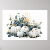 Witte pompoenen en eucalyptus greens herfst poster (Voorkant)