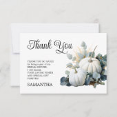 Witte pompoenen en eucalyptus greens Vrijgezellenf Bedankkaart (Voorkant)