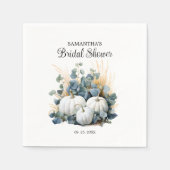 Witte pompoenen en eucalyptus greens Vrijgezellenf Servet (Voorkant)