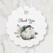 Witte pompoenen en eucalyptus Herfst Dank Je Bedankjes Labels (Achterkant)