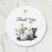 Witte pompoenen en eucalyptus Herfst Dank Je Bedankjes Labels (Voorkant)