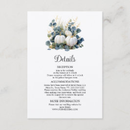 Witte pompoenen en eucalyptusdetails informatiekaartje