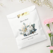 Witte pompoenen en eucalyptusgroene Bruidsdouche Bedankzakje (Gezegeld)
