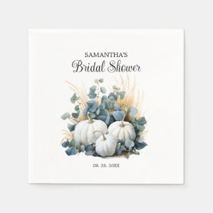 Witte pompoenen en eucalyptusgroene Bruidsdouche Servet