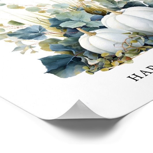 Witte pompoenen en groene Ring Hunt Vrijgezellenfe Poster (Hoek)