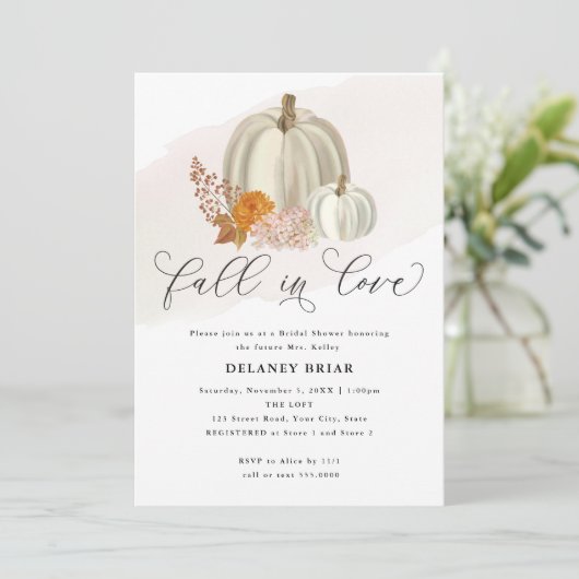 Witte pompoenen en Herfsten bloemen, Vrijgezellenf Kaart (Staand voorkant)