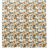 Witte pompoenen en Oranje Herfst Douchegordijn (Voorkant)