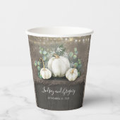 Witte pompoenen en rustieke Country Burlap Herfst Papieren Bekers (Voorkant)