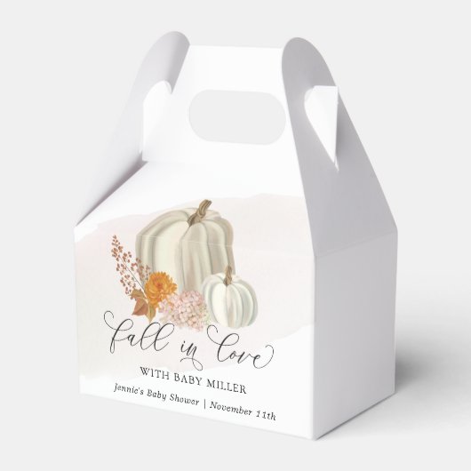 Witte Pompoenen Herfst in Liefde Baby shower Geper Bedankdoosjes (Voorkant Zijde)