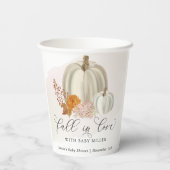 Witte Pompoenen Herfst in Liefde Baby shower Geper Papieren Bekers (Achterkant)