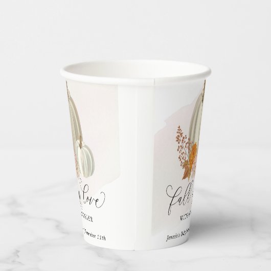 Witte Pompoenen Herfst in Liefde Baby shower Geper Papieren Bekers (Rechts)