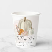 Witte Pompoenen Herfst in Liefde Baby shower Geper Papieren Bekers (Voorkant)
