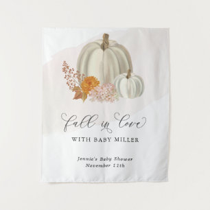 Witte Pompoenen Herfst in Liefde Baby shower Geper Wandkleed