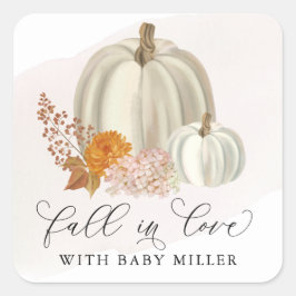 Witte pompoenen Herfst in Love Envelope Seal Vierkante Sticker