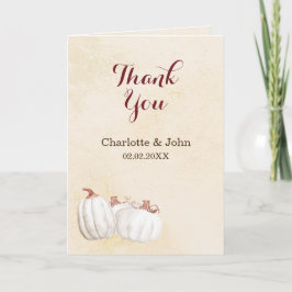 witte pompoenen herfst oogsten bruiloft dank u bedankkaart