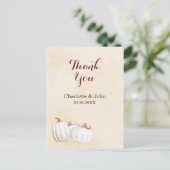 witte pompoenen herfst oogsten bruiloft dank u briefkaart (Staand voorkant)