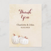 witte pompoenen herfst oogsten bruiloft dank u briefkaart (Voorkant)