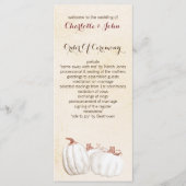 witte pompoenen herfst oogsten bruiloft programma' programmakaart (Voorkant)