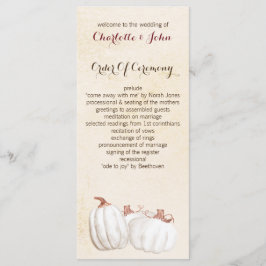 witte pompoenen herfst oogsten bruiloft programma' programmakaart