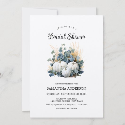 Witte pompoenen. Herfst verliefd. Herfst Vrijgezel Kaart (Voorkant)