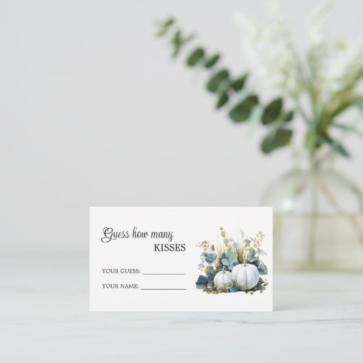 Witte pompoenen hoeveel kisses Vrijgezellenfeest s Informatiekaartje (Staand voorkant)