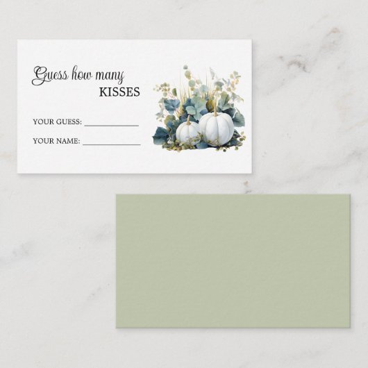 Witte pompoenen hoeveel kisses Vrijgezellenfeest s Informatiekaartje (Voorkant / Achterkant)