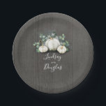 Witte Pompoenen Landelijke Herfst Inspiratie Papieren Bordje<br><div class="desc">Witte pompoenen landelijke papieren borden</div>