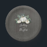 Witte Pompoenen Landelijke Herfst Inspiratie Papieren Bordje<br><div class="desc">Witte pompoenen landelijke papieren borden</div>