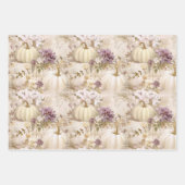 Witte Pompoenen Lila Paarse Herfst Waterverf Bloem Inpakpapier Vel (Voorkant)