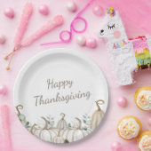 Witte Pompoenen Moderne Boerderij Happy Thanksgivi Papieren Bordje (Feest)