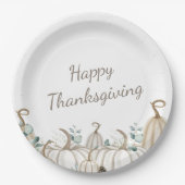 Witte Pompoenen Moderne Boerderij Happy Thanksgivi Papieren Bordje (Voorkant)