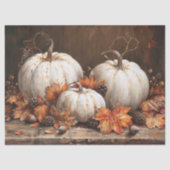 Witte Pompoenen  Olieverfschilderij Decoupage Tissuepapier (Voorkant)