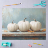 Witte pompoenen op Blauwe Tafel Tissuepapier (Craft)