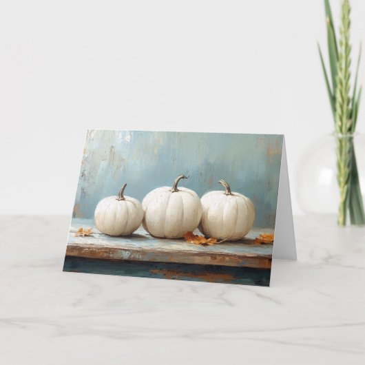 Witte pompoenen op een oude blauwe tafel kaart (Voorkant)