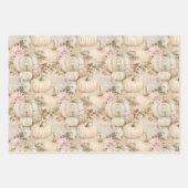 Witte pompoenen Pastel Roze Herfst Waterverf Bloem Inpakpapier Vel (Voorkant 3)